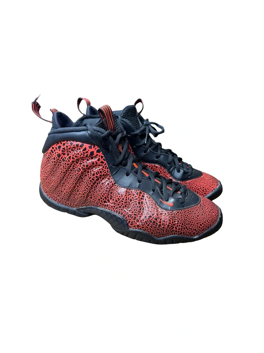 ✨🏀 Nike Air Foamposite One “Cracked Lava” Black Red Men’s Size 7Y 🏀✨